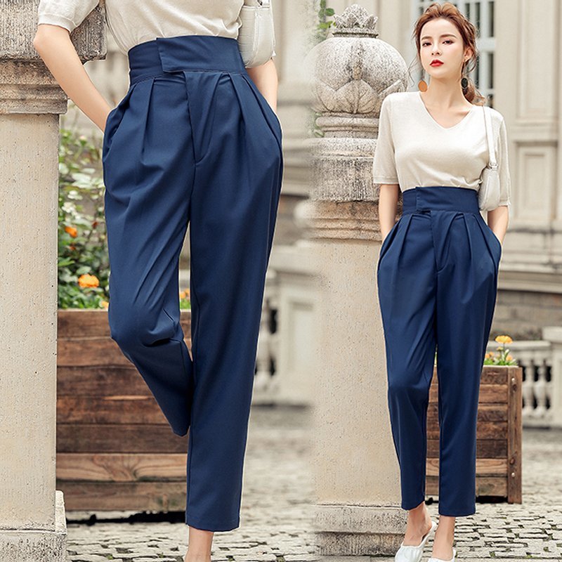 Mens Dress Pants Loose highwaisted trousers Slim Harem Pants Korean Black  2740  eBay