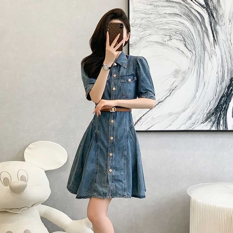 RETRO DENIM MINI DRESS KF7234  Katrina Fashion