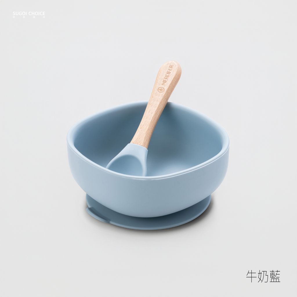 矽膠碗＋湯匙-牛奶籃