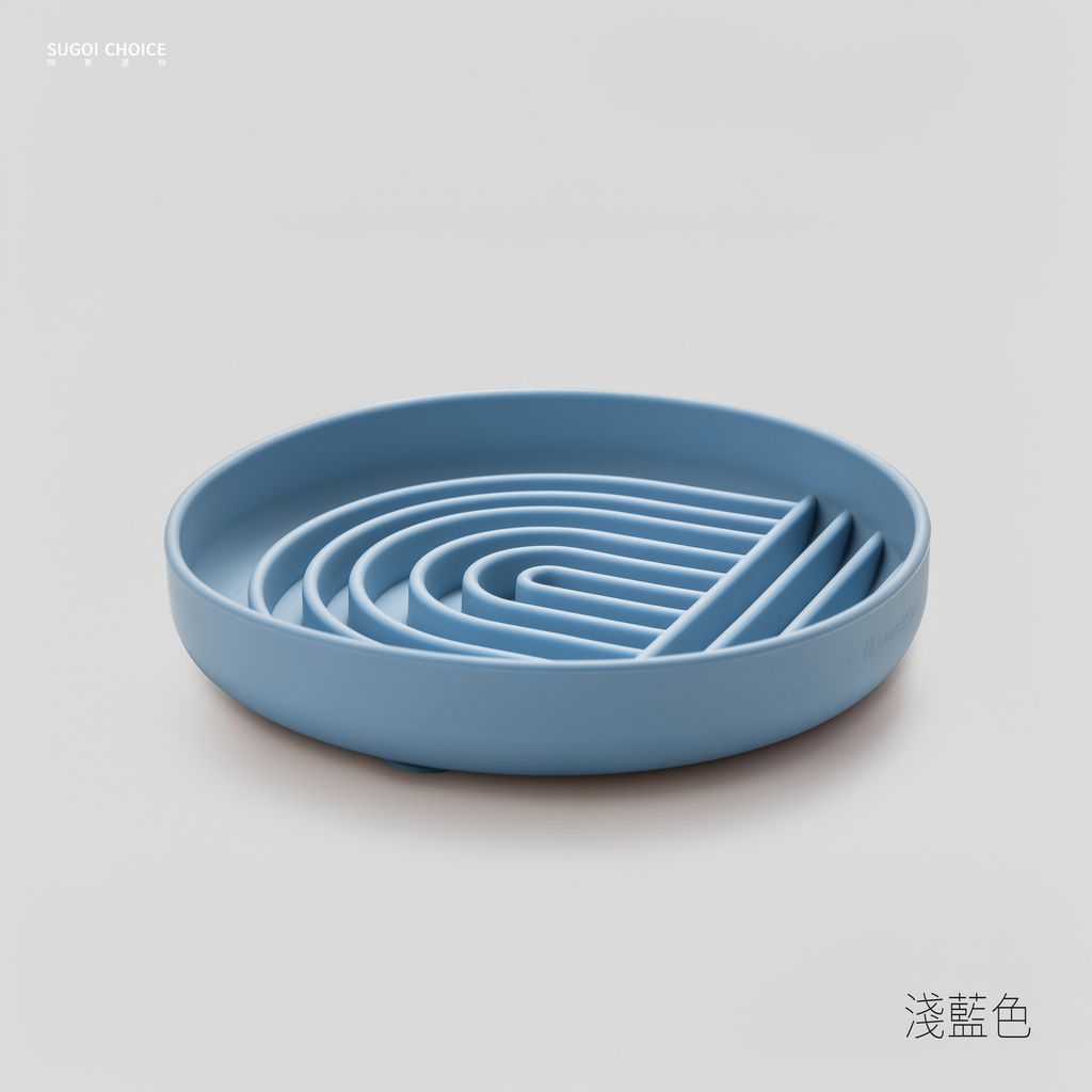 恩點矽膠慢食盤-淺藍色2