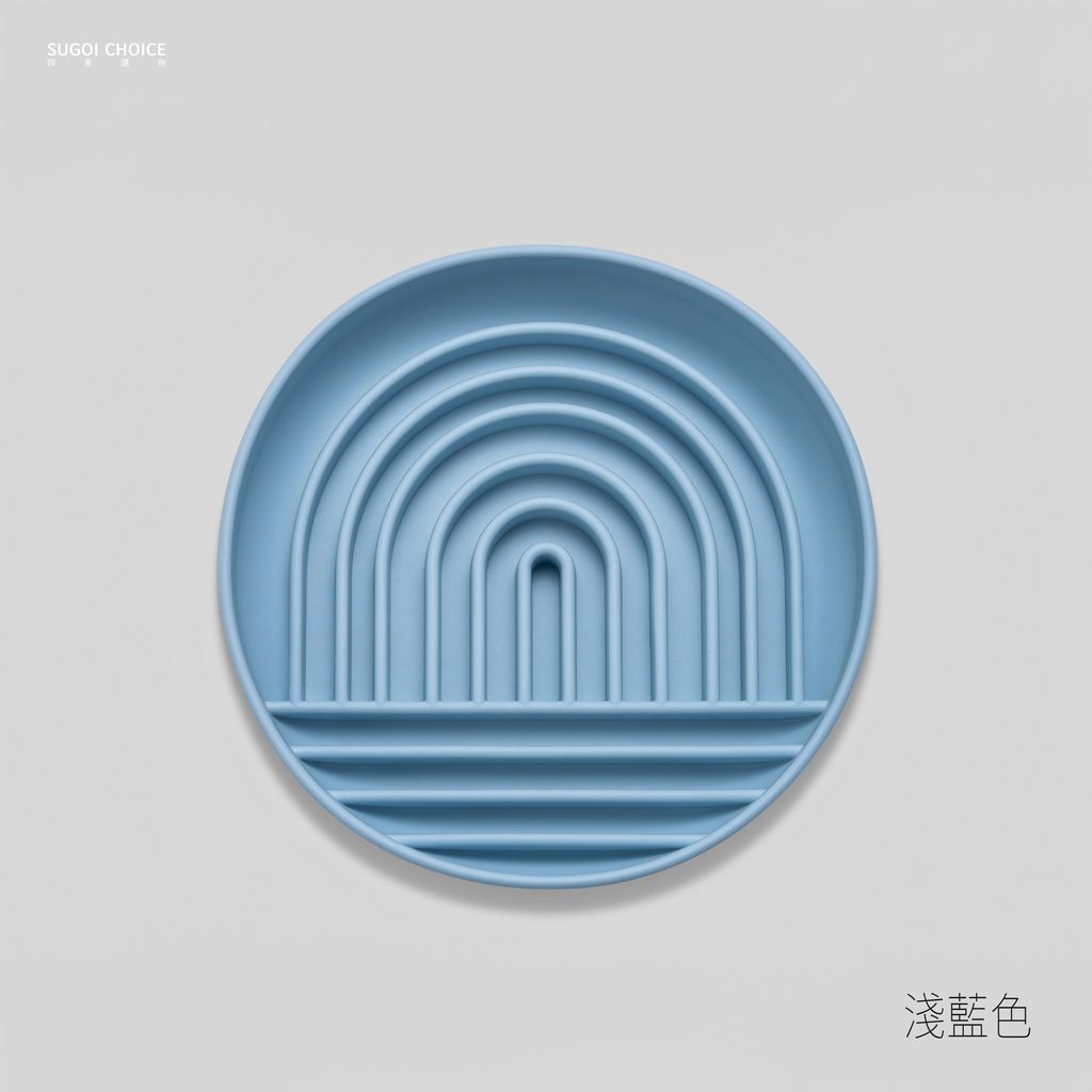 恩點矽膠慢食盤-淺藍色1