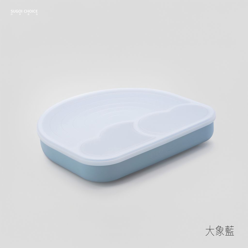 矽膠彩虹盤-大象藍