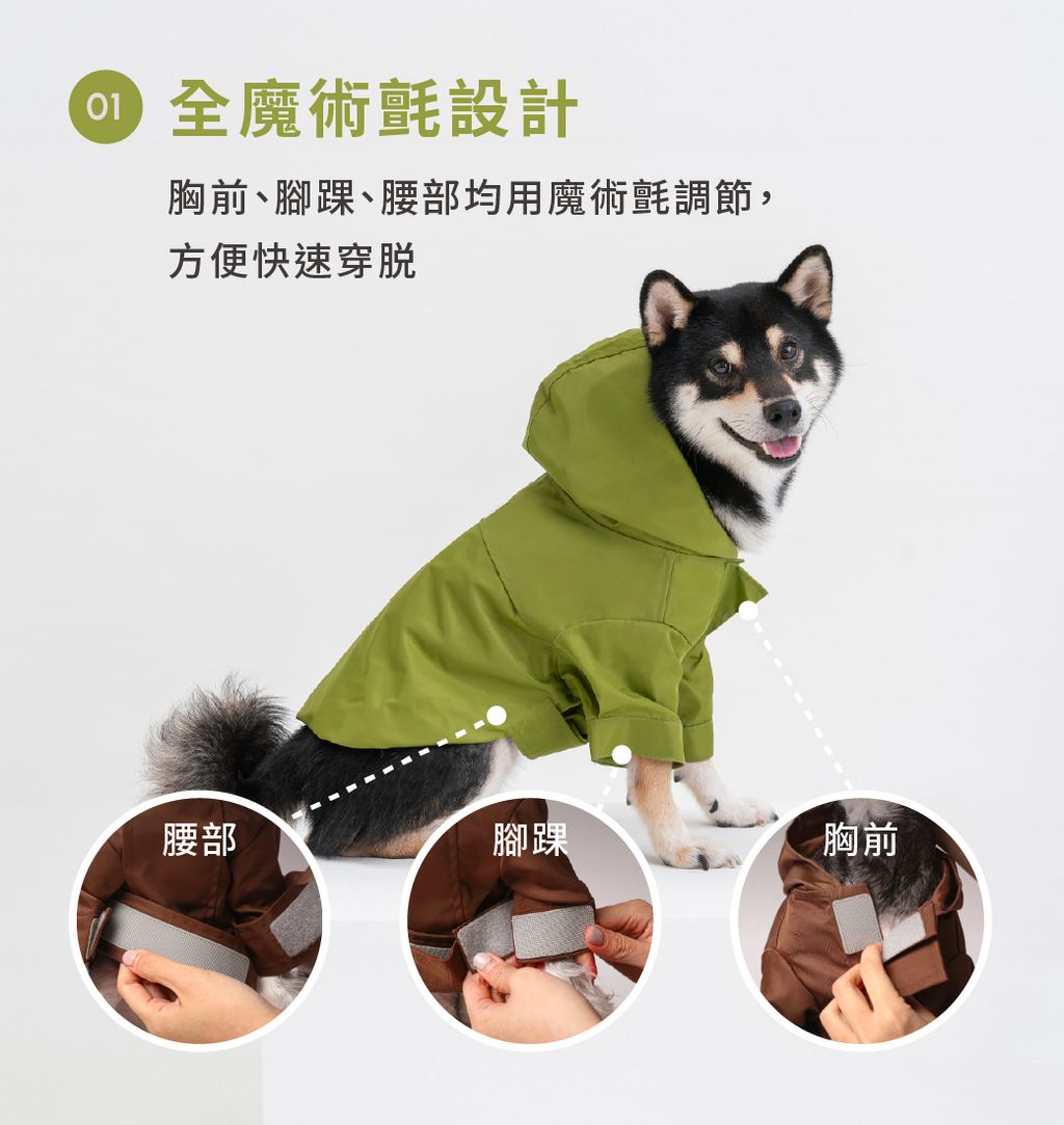 產品頁_雨衣_魔術氈_橄欖綠_TW_2