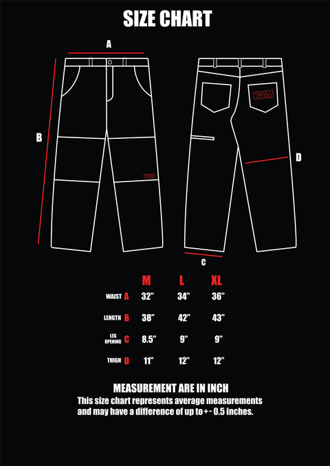 Pants size chart