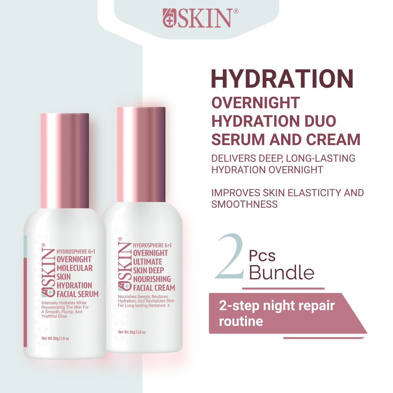 6Plus1Skin <2PCS Skincare Set> Hydrosphere Overnight Hydration Duo Serum + Night Cream