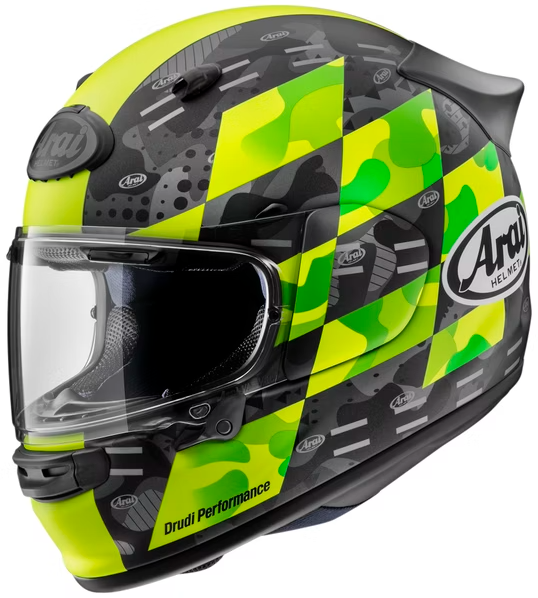 Arai ASTRO-GX Checker Yellow Frost 消光黃格紋彩繪