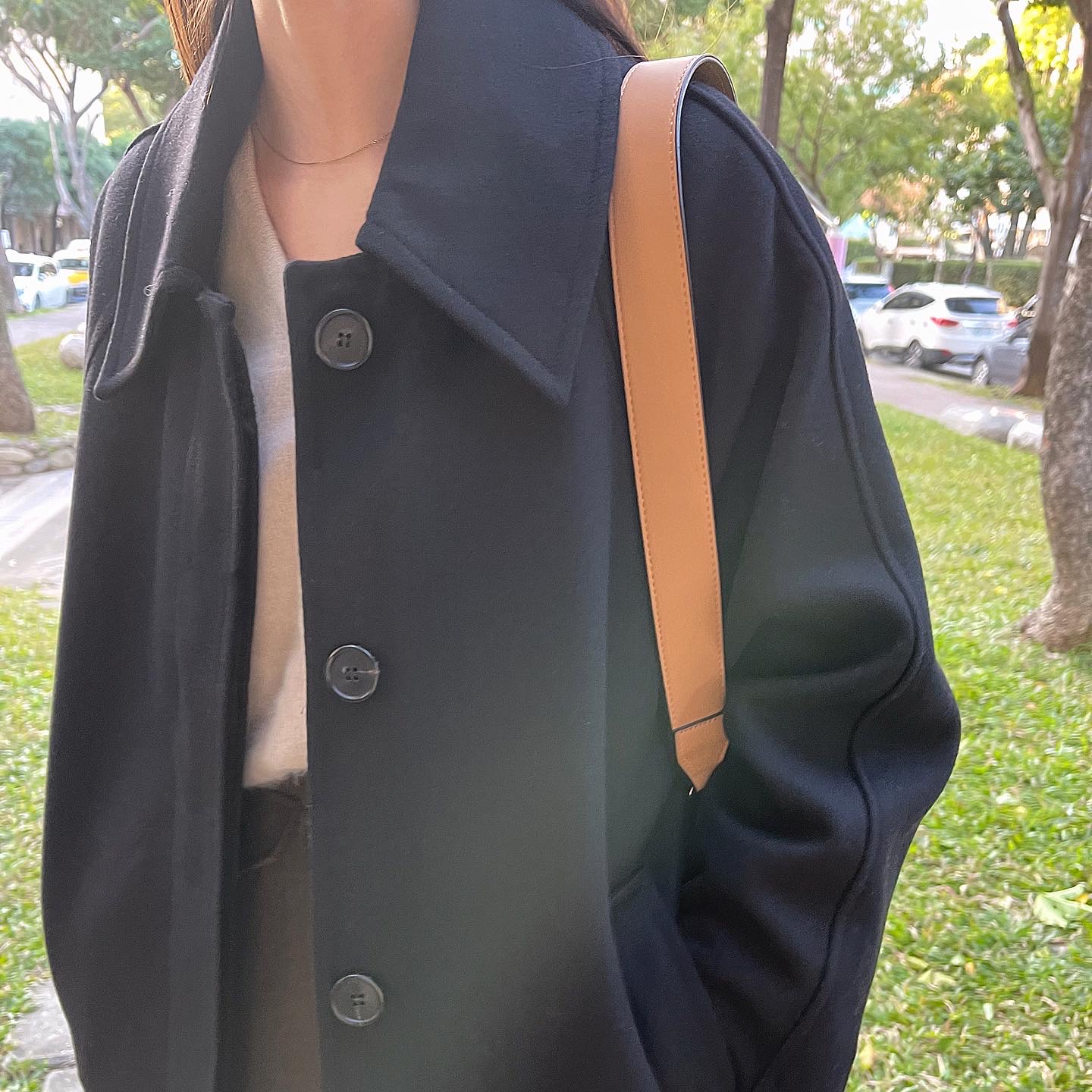 排扣長羊毛大衣1