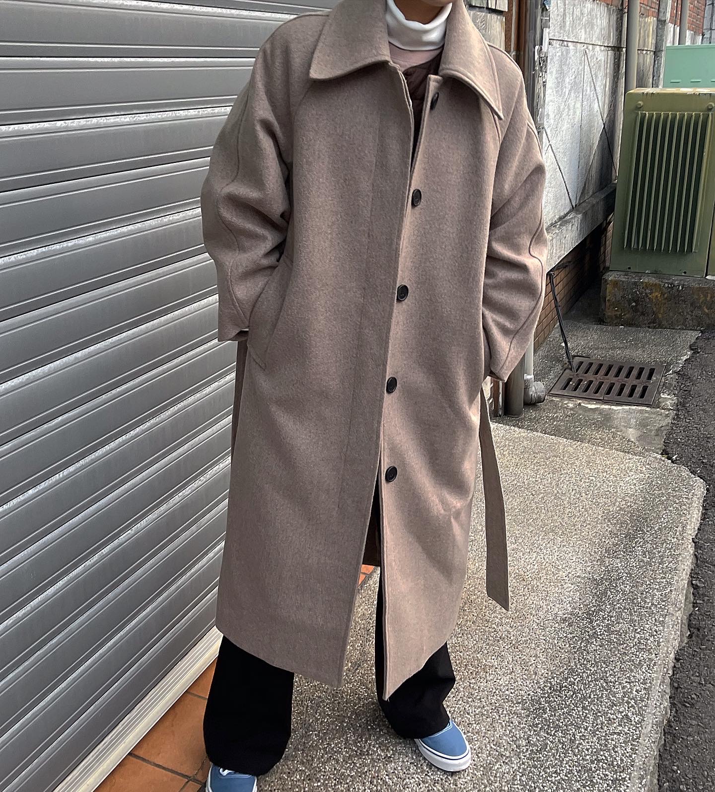 排扣長羊毛大衣10