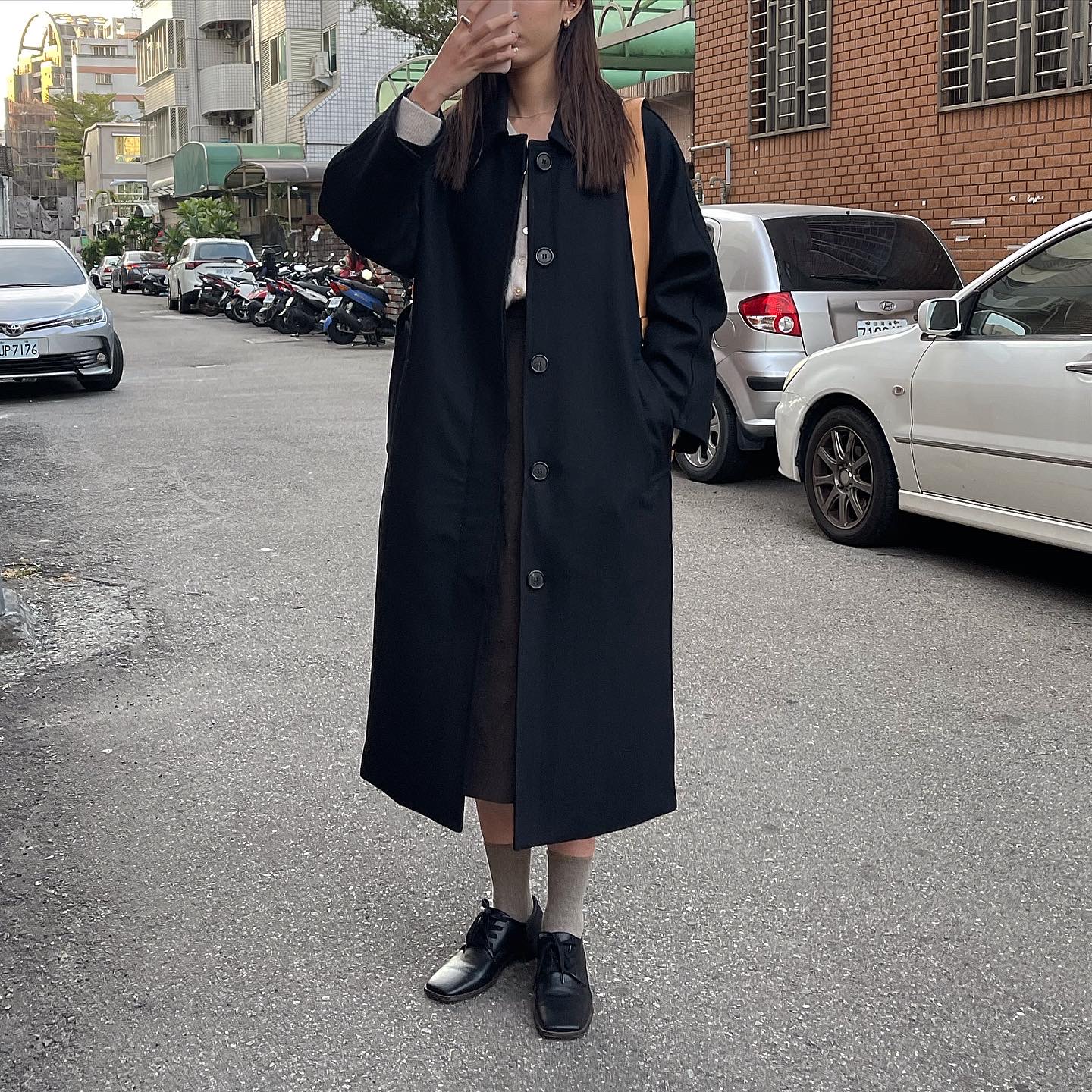 排扣長羊毛大衣5