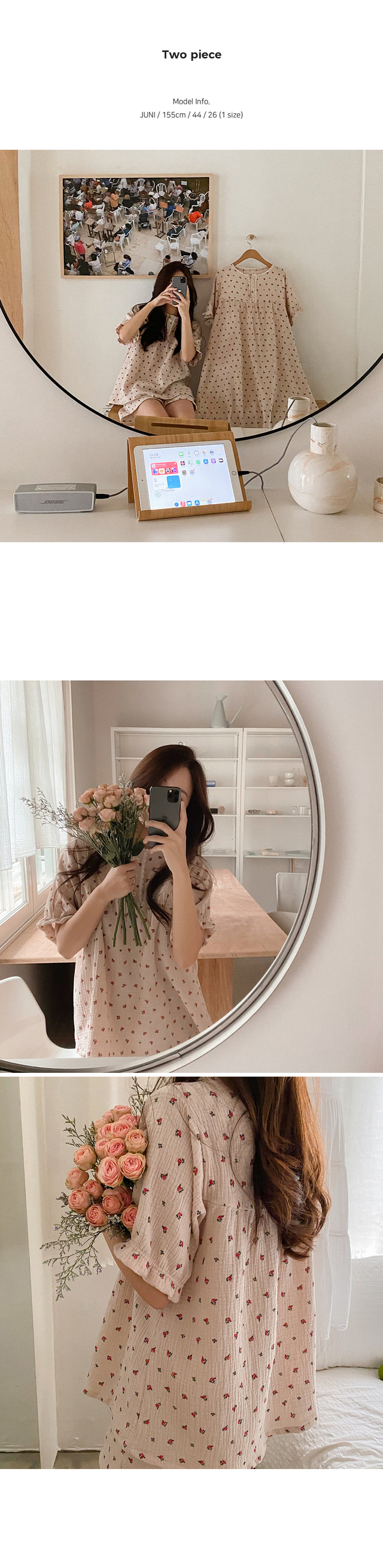 JUUNEEDU 睡衣 玫瑰小碎花 短袖11