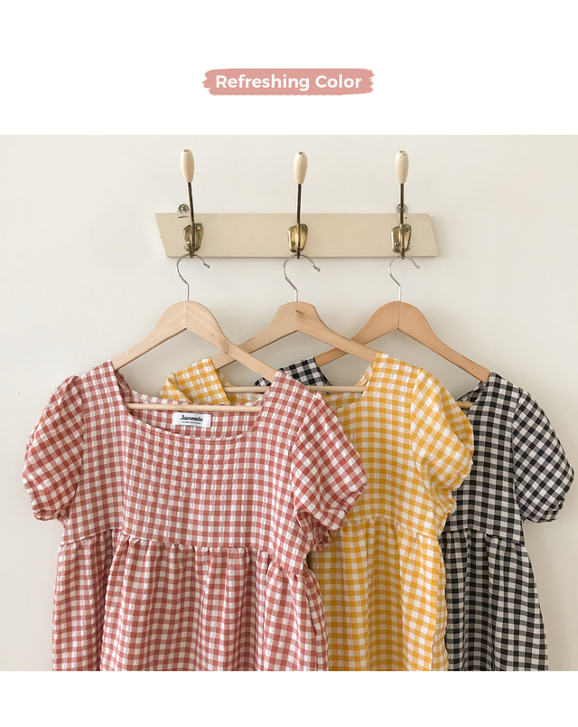 Wendy Puff方格紋泡泡袖 2