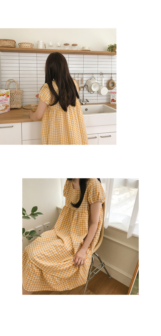 Wendy Puff方格紋泡泡袖 8