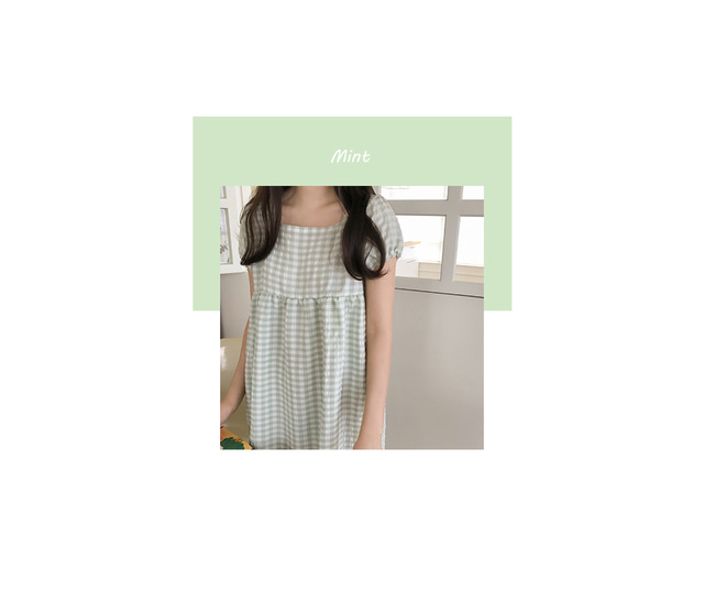 Wendy Puff方格紋泡泡袖 22
