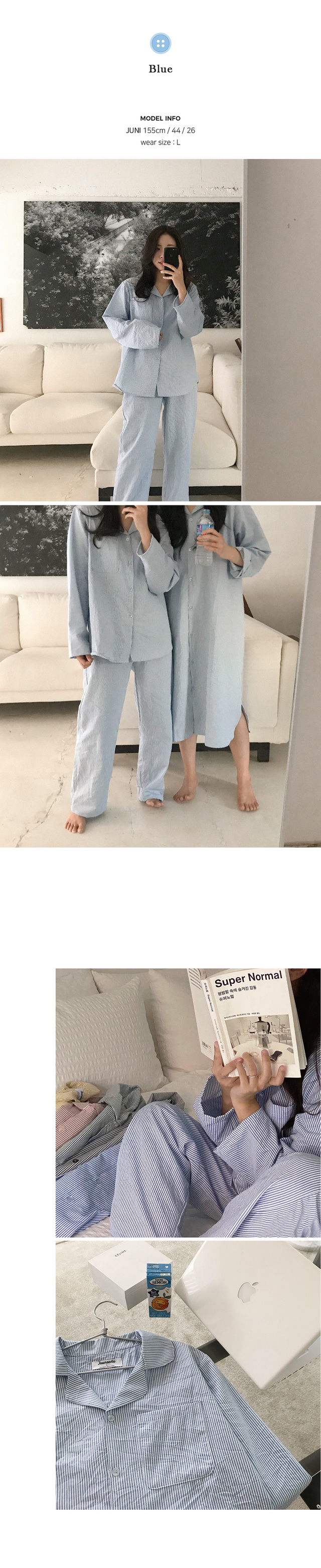 細直條紋 長袖套裝8