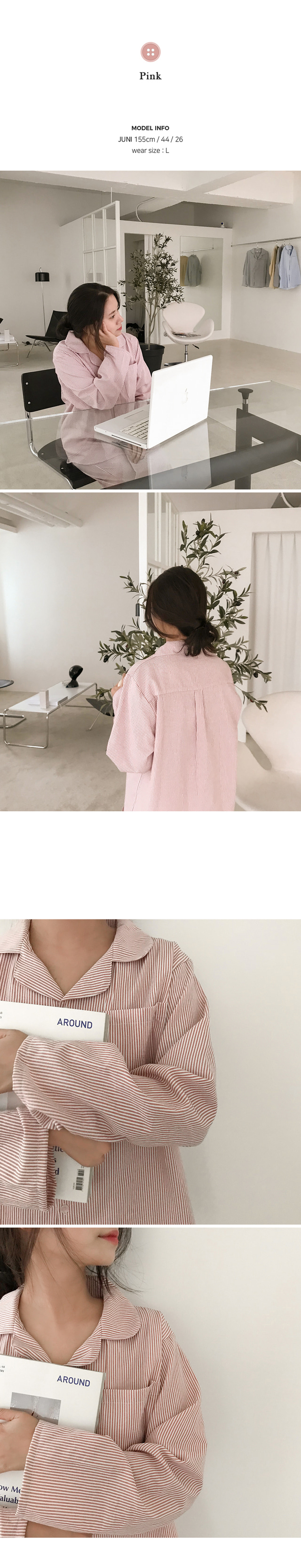 細直條紋 長袖套裝13