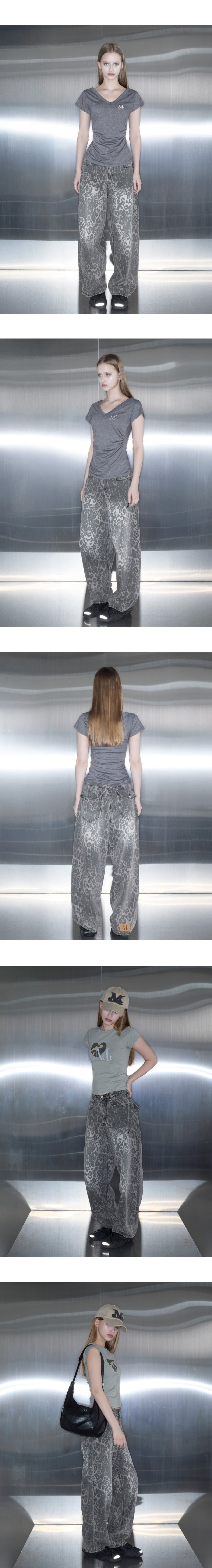 預購］韓國MUCENT DITT SNAP BUTTON LEOPARD WIDE PANTS 豹紋寬