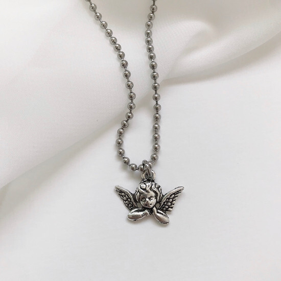 韓國Younglong Seoul 醫療鋼項鍊 小天使 復古風 韓國製3