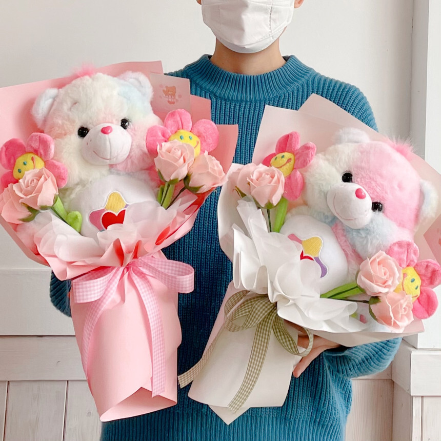 Care Bears 熊熊娃娃 彩虹渲染熊 玫瑰花束 畢業禮物 生日禮物1