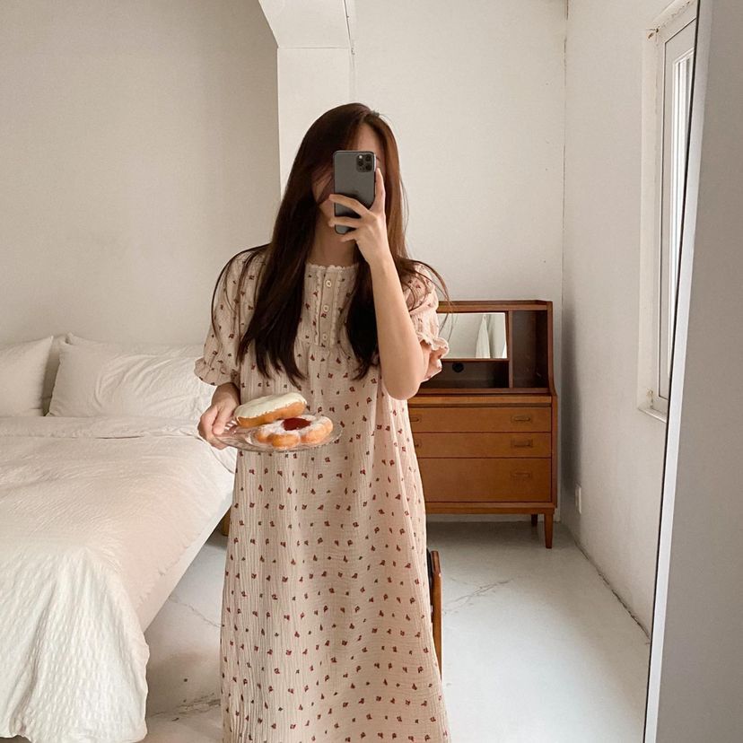 JUUNEEDU 睡衣 玫瑰小碎花 短袖7