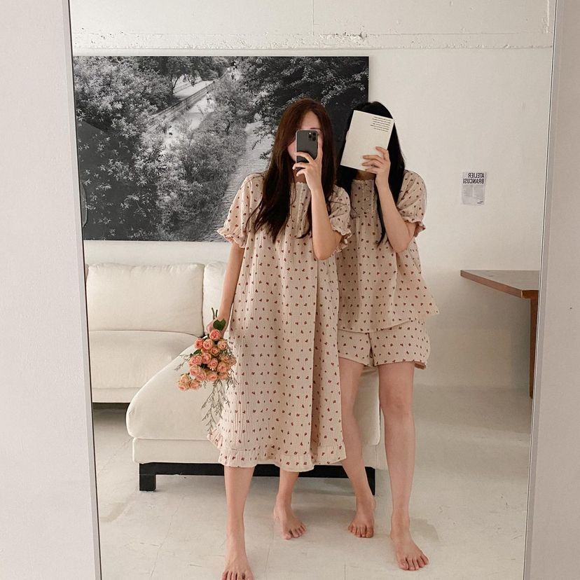 JUUNEEDU 睡衣 玫瑰小碎花 短袖2