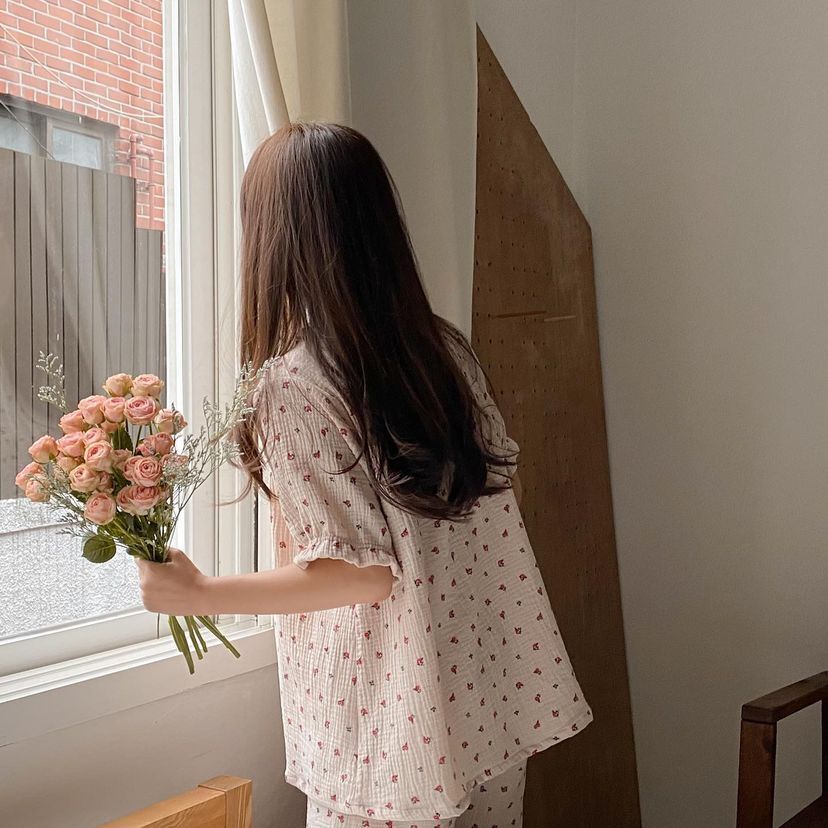 JUUNEEDU 睡衣 玫瑰小碎花 短袖4