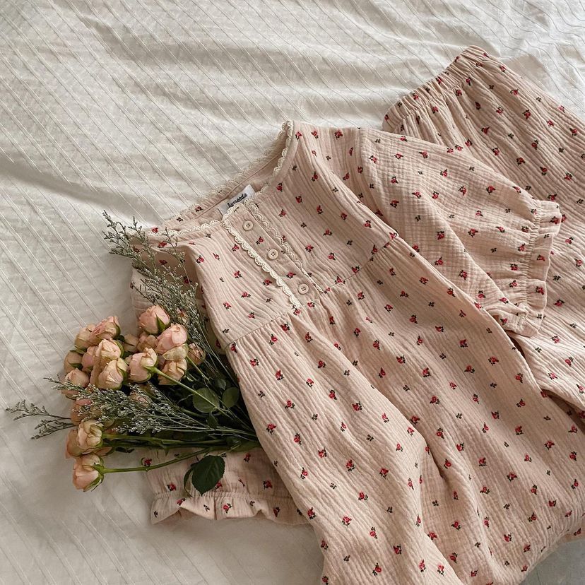 JUUNEEDU 睡衣 玫瑰小碎花 短袖3