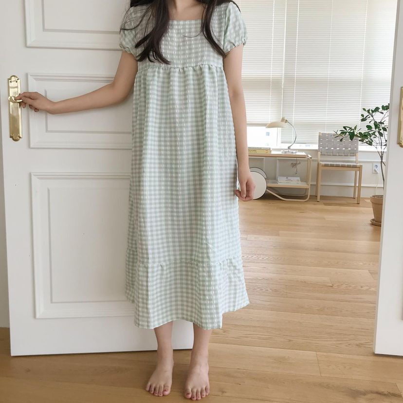 Wendy Puff方格紋泡泡袖10