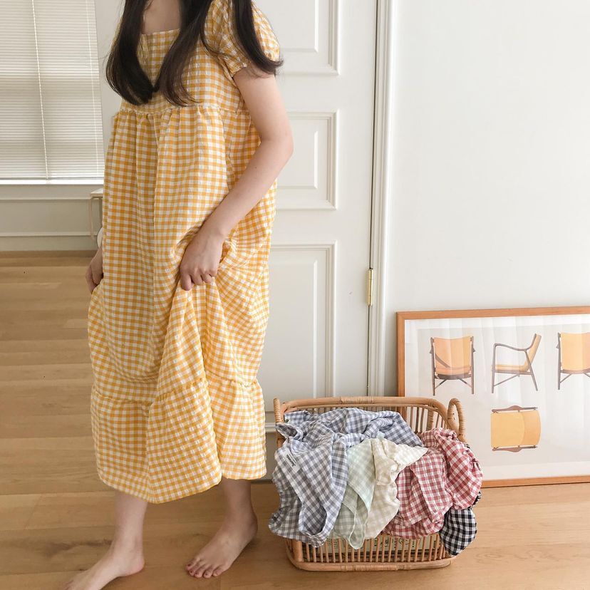 Wendy Puff方格紋泡泡袖1