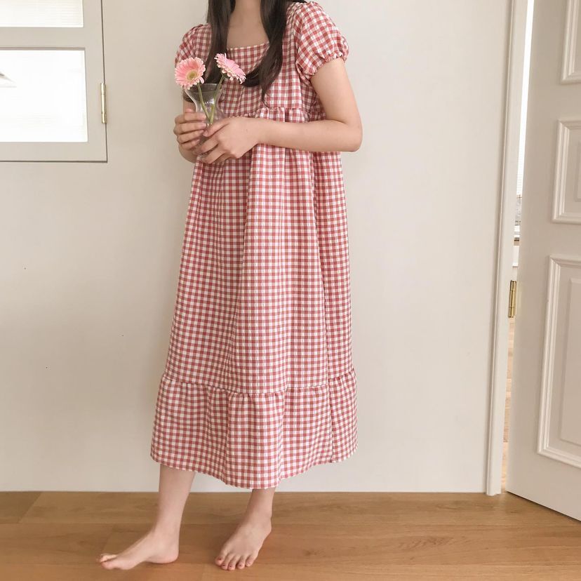 Wendy Puff方格紋泡泡袖5