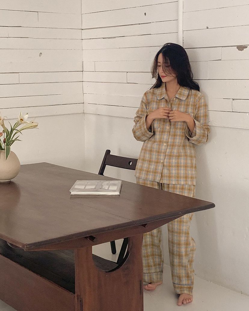 ［預購］韓國JUUNEEDU 情侶睡衣 FADE CHECK格紋 長袖套裝5