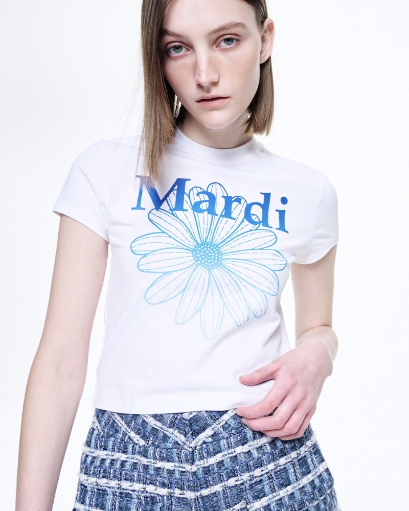 韓國MARDI MERCREDI CROPPED FLOWERMARDI GRADATION 漸層花朵 短版短袖T恤