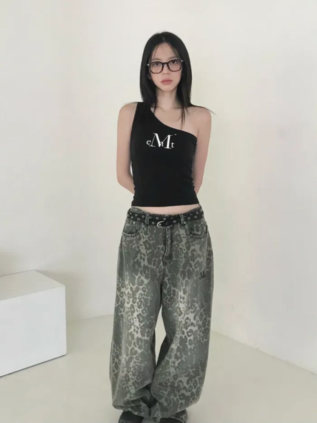 預購］韓國MUCENT DITT SNAP BUTTON LEOPARD WIDE PANTS 豹紋寬