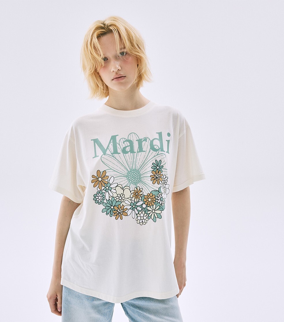 TSHIRT FLOWERMARDI JARDIN_CREAM MOSSGREEN1