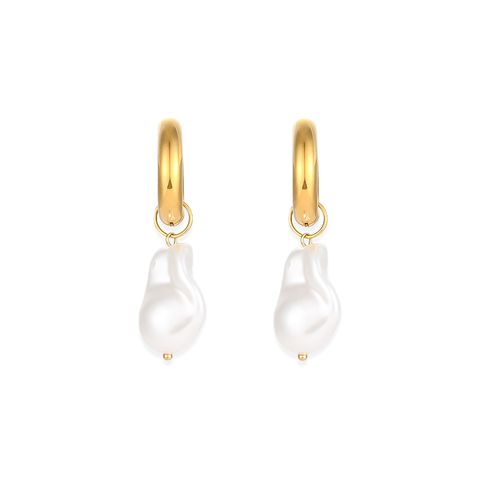 18_HORIZON｜淡水珍珠｜巴洛克｜垂墜｜耳環