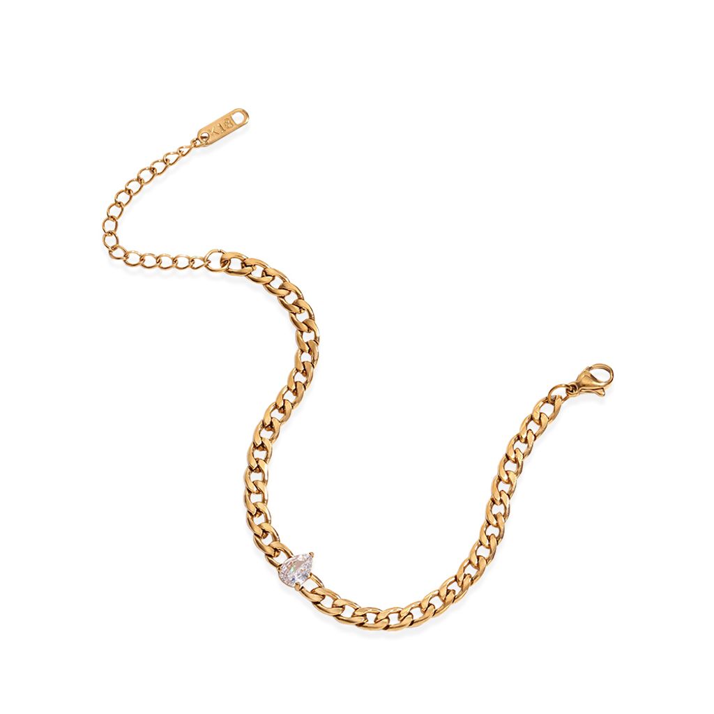 32+33_RADIANT水滴形｜鑲鑽｜單鑽｜古巴｜手鍊-金