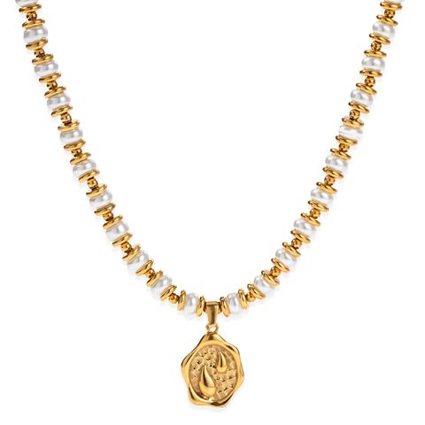 65_MIRAGE｜ 天然淡水珍珠｜雙色｜法式｜小金牌｜垂墜｜項鍊