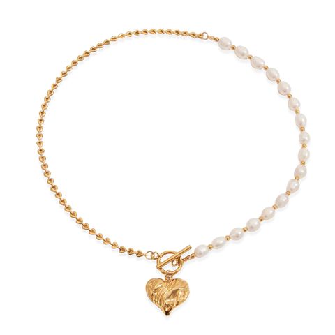 66_MIRAGE｜ 天然淡水珍珠｜愛心｜T扣｜褶皺感｜垂墜｜項鍊