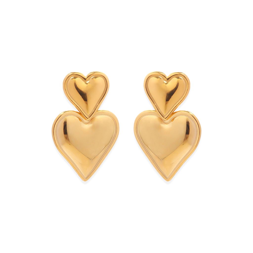 72_HORIZON ｜雙層｜愛心｜光面｜垂墜｜耳環