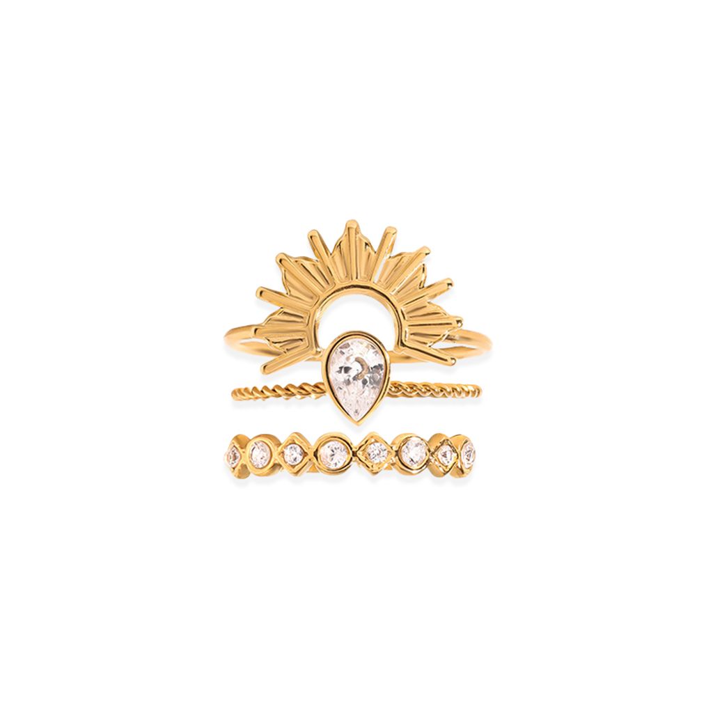 86_MERIDIAN｜水滴型｜鑲鑽｜皇冠｜疊戴｜戒指