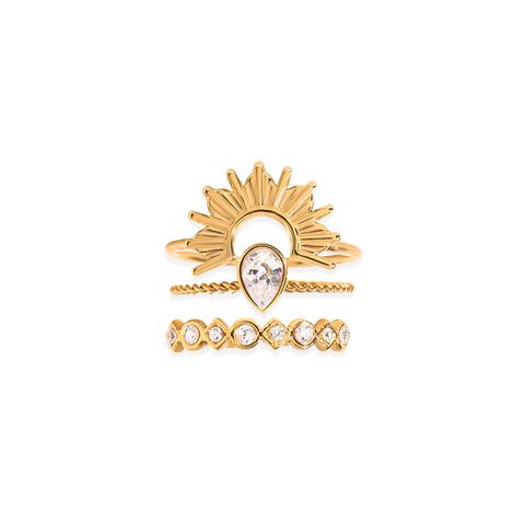 86_MERIDIAN｜水滴型｜鑲鑽｜皇冠｜疊戴｜戒指