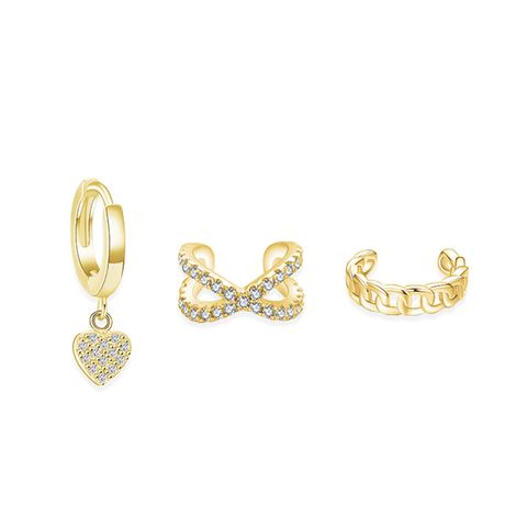 153+154_DRIFT｜925純銀｜愛心｜細鑽｜疊戴｜垂墜｜耳環-金