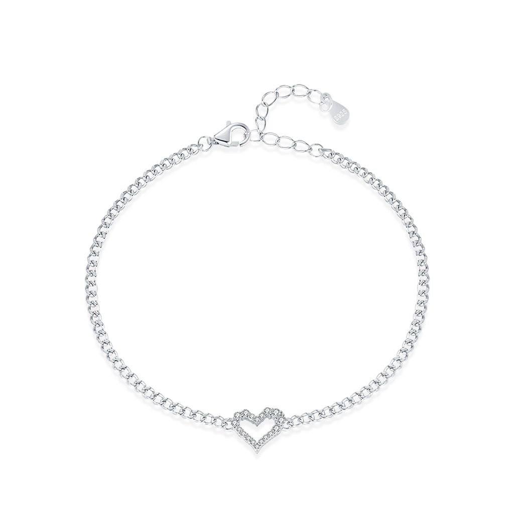 158_STELLAR｜莫桑鑽｜925純銀｜愛心｜細鑽｜古巴｜手鍊-銀
