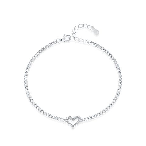 158_STELLAR｜莫桑鑽｜925純銀｜愛心｜細鑽｜古巴｜手鍊-銀