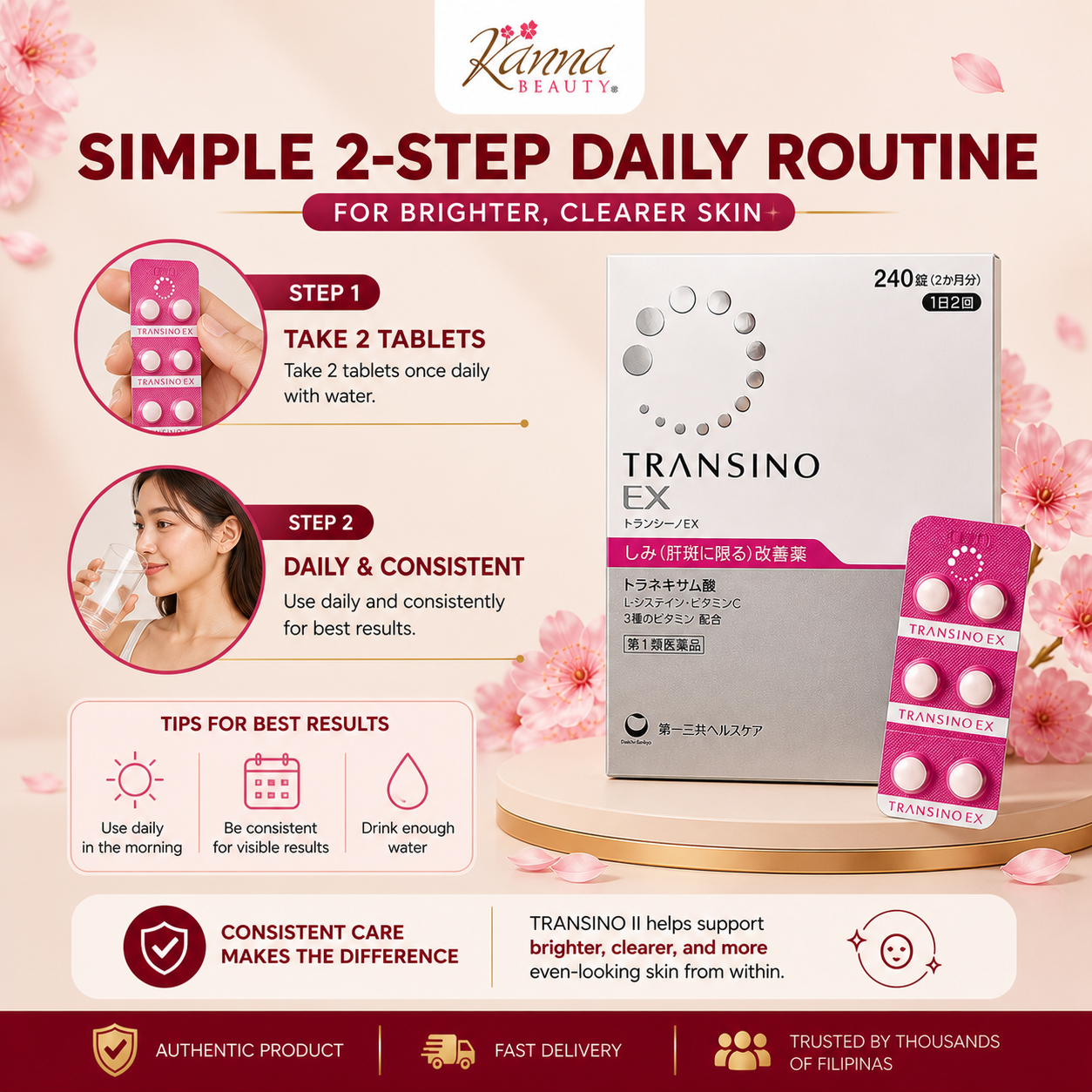 Transino II 240tablets 60days Whitening supplement for Melasma (3)