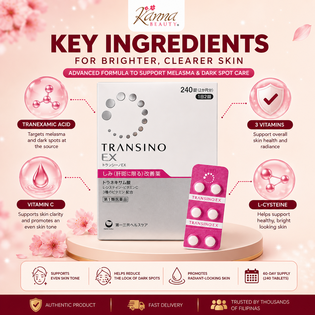 Transino II 240tablets 60days Whitening supplement for Melasma (6)