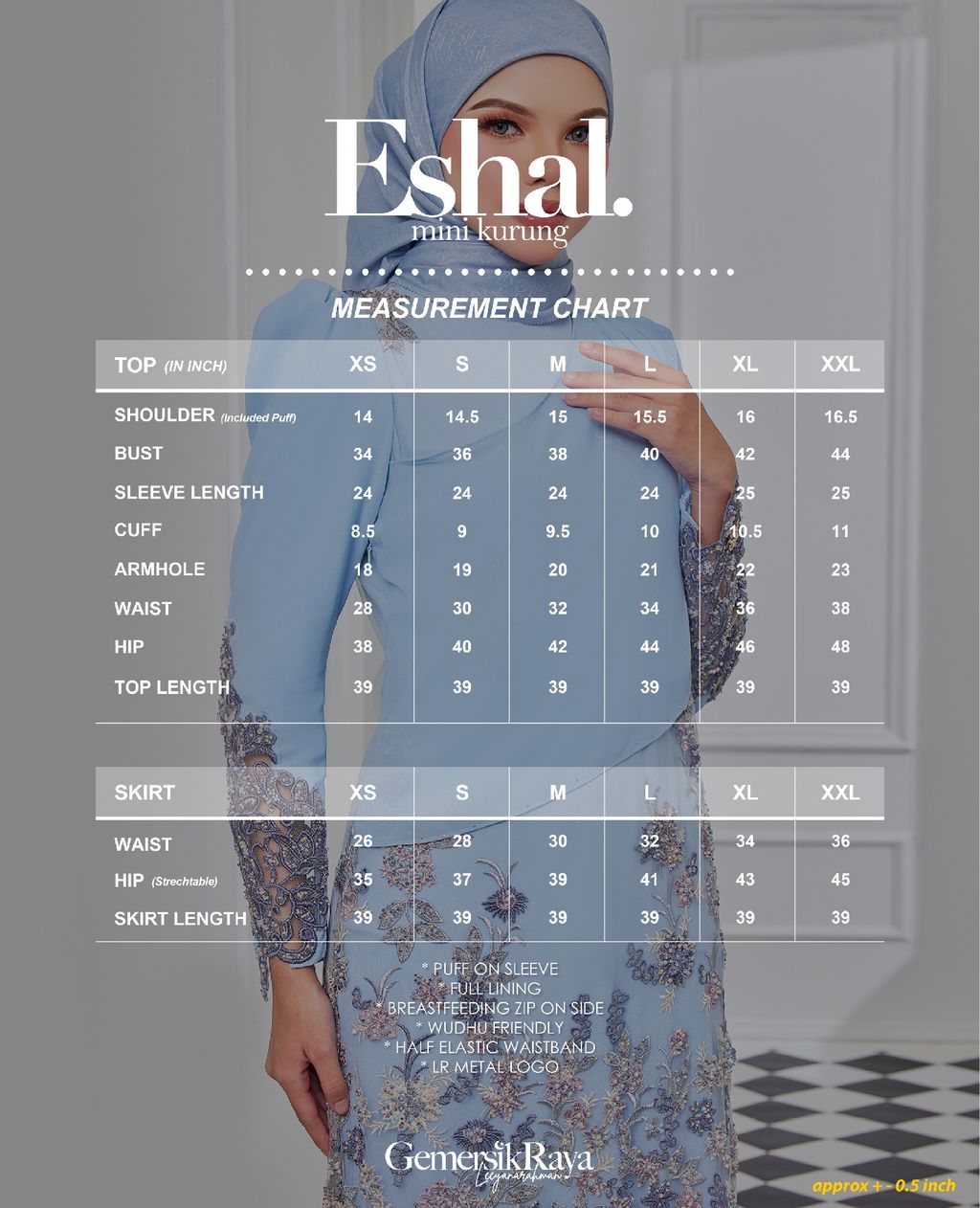 sizing ESHAL-01-01