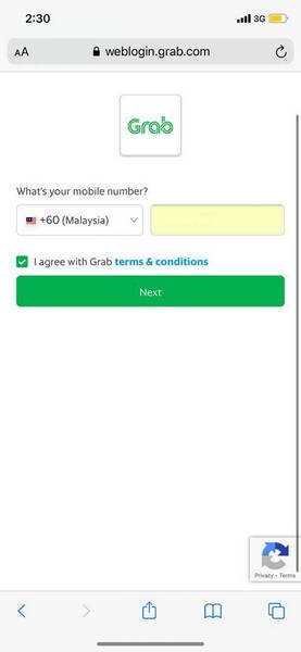 Put Grab-registered mobile number here