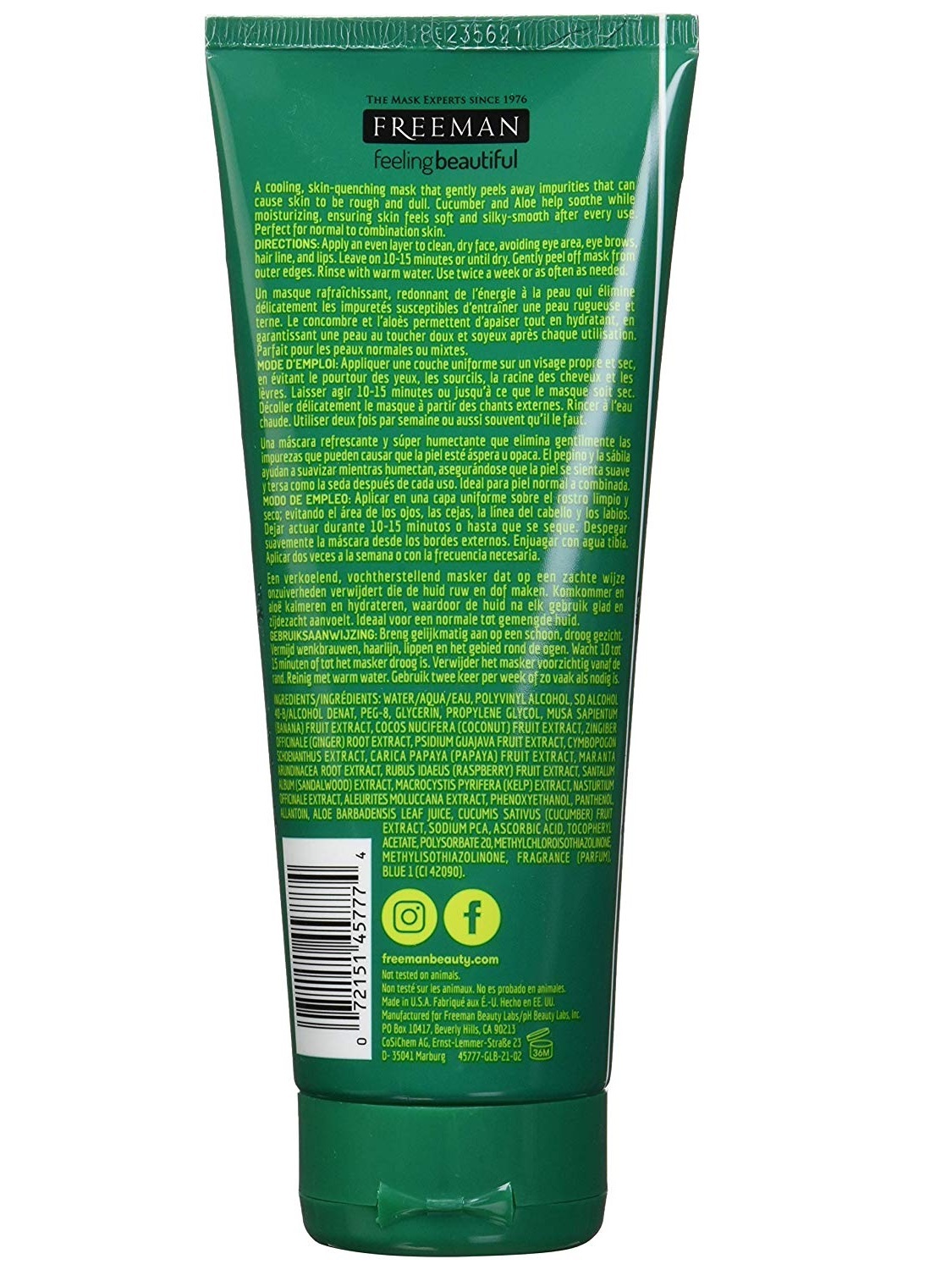 Freeman RENEWING Cucumber PeelOff Gel Mask 6oz Beautyspot Malaysia