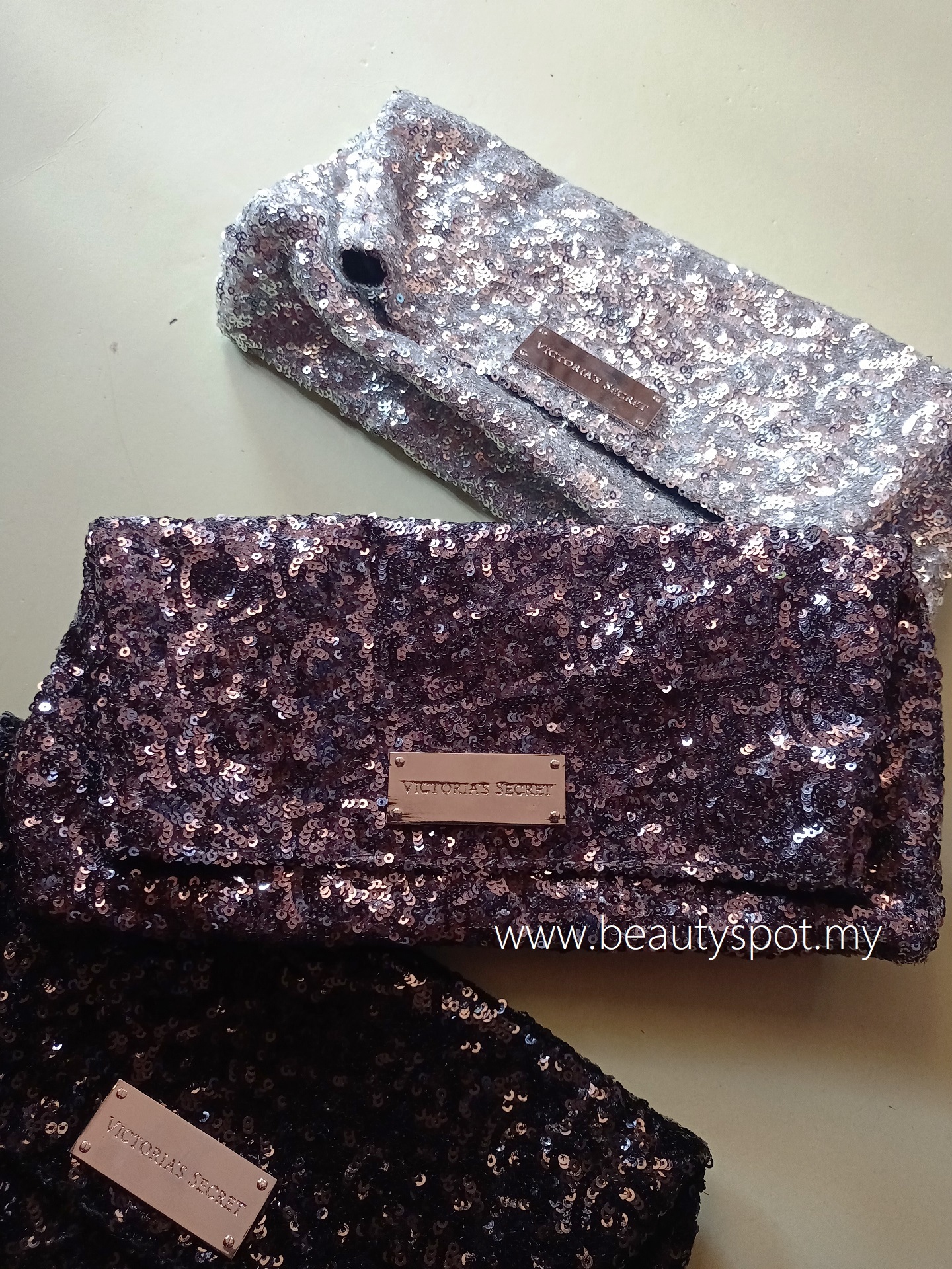 Victoria's Secret Sequin Glitter Clutch Bag - Pewter – Beautyspot