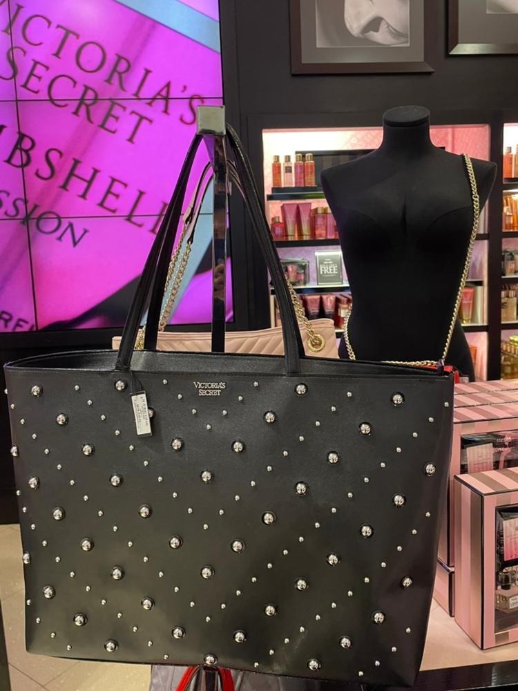 Victoria's Secret mixed studded everything Tote new black